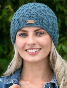 Ladies Aran Diamond Pull-on Hat - Denim
