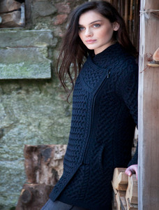 Trellis Side Zip Coatigan - Navy