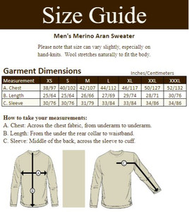 ‎Men's Merino Ara‎n Sweater‎‎