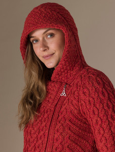 Ladies Super Soft Patch Cowl Sweater - Red Marl