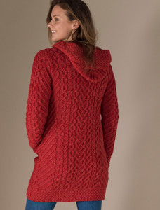 Ladies Super Soft Patch Cowl Sweater - Red Marl