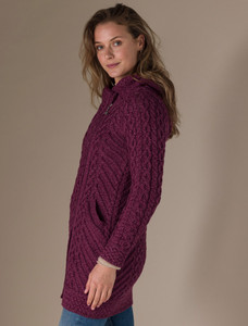 Ladies Super Soft Patch Cowl Sweater - Purple Marl