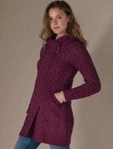 Ladies Super Soft Patch Cowl Sweater - Purple Marl