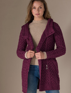 Ladies Super Soft Patch Cowl Sweater - Purple Marl