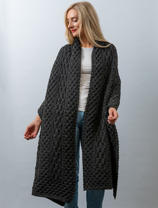 Cable Aran Wrap - Graphite