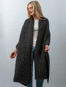 Cable Aran Wrap - Graphite