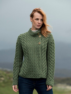 Super Soft Trellis and Cable Cardigan - Meadow Green