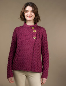 Super Soft Trellis and Cable Cardigan - Jam