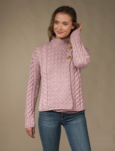 Super Soft Trellis and Cable Cardigan - Winter Rose