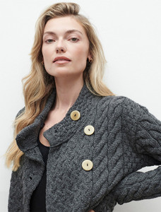 Super Soft Trellis and Cable Cardigan - Slate Grey