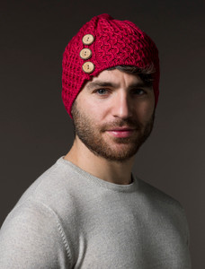 Merino Honeycomb Pom Pom Hat - Chillipepper