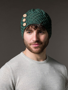 Merino Honeycomb Pom Pom Hat - Connemara Green