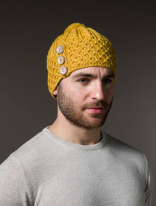 Merino Honeycomb Pom Pom Hat - Sunflower Yellow