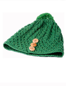 Merino Honeycomb Pom Pom Hat - Kiwi
