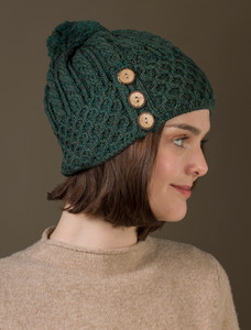 ‎Ladies Merino Honeyco‎mb Pom Pom Hat