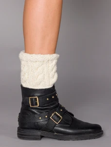 Aran Cable Knit Boot Cuffs - White