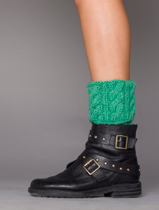 Aran Cable Knit Boot Cuffs - Light Green