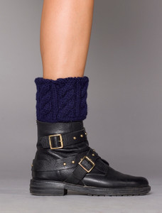 Aran Cable Knit Boot Cuffs - Navy