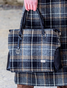 Emily Tweed & Leather Bag - Grey & Black