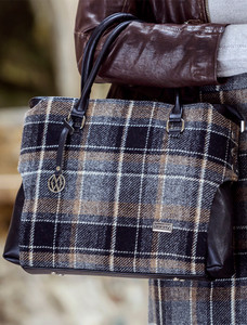 Emily Tweed & Leather Bag - Grey & Black