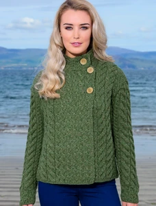Super Soft Trellis and Cable Cardigan - Meadow Green