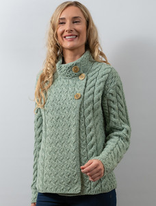 Super Soft Trellis and Cable Cardigan - Seafoam Green