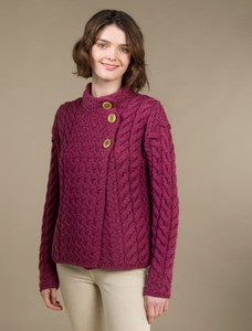 Super Soft Trellis and Cable Cardigan - Jam