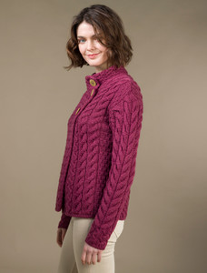 Super Soft Trellis and Cable Cardigan - Jam
