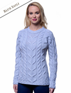 Cable Knit Aran - Blue Sail
