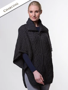 Batwing Jacket with Celtic Knot Zipper Pull - Charcoal