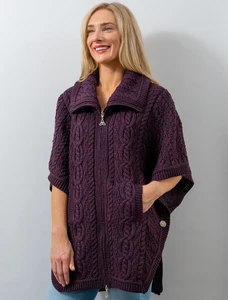 Batwing Jacket with Celtic Knot Zipper Pull - Damson
