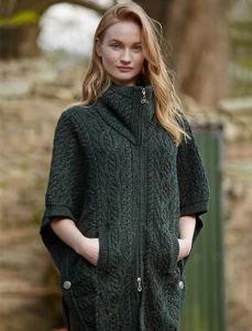Batwing Jacket with Celtic Knot Zipper Pull - Army Green