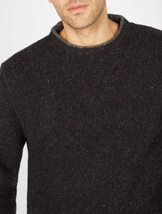 Wool Cashmere Crew Neck Sweater - Charcoal