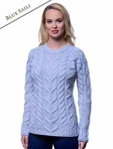 Cable Knit Aran - Blue Sail
