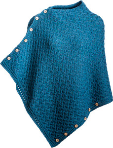 Super Soft Trellis Poncho - Irish Sea