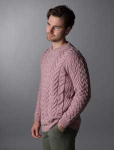 Super Soft Aran Crew Neck Sweater - Winter Rose