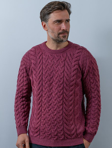 Super Soft Aran Crew Neck Sweater - Jam