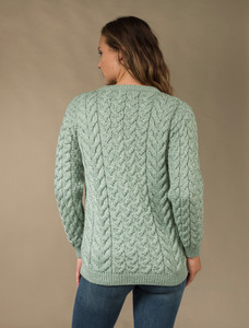 Women's Super Soft Aran Crew Neck Sweater - Seafoam Green