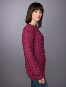 Women's Super Soft Aran Crew Neck Sweater - Jam