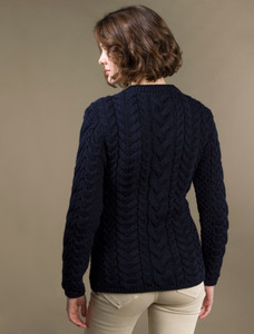Women's Super Soft Aran Crew Neck Sweater - Ink