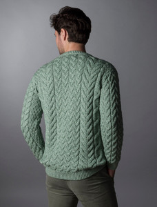 Super Soft Aran Crew Neck Sweater - Seafoam Green