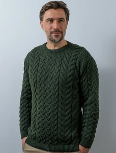 Super Soft Aran Crew Neck Sweater - Seaweed