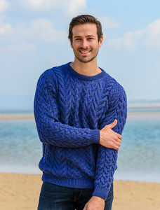 Super Soft Aran Crew Neck Sweater - Ink