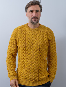 Super Soft Aran Crew Neck Sweater - Yellow