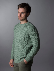 Super Soft Aran Crew Neck Sweater - Seafoam Green