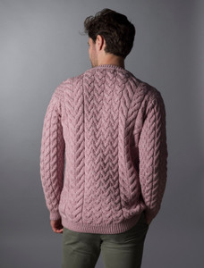 Super Soft Aran Crew Neck Sweater - Winter Rose