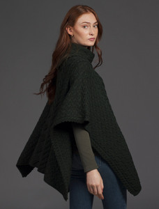 Super Soft Cowl Neck Poncho - Seaweed