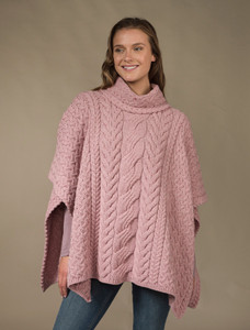 Super Soft Cowl Neck Poncho - Winter Rose