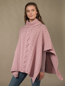 Super Soft Cowl Neck Poncho - Winter Rose