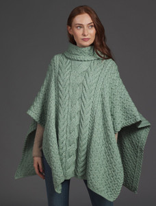 Super Soft Cowl Neck Poncho - Seafoam